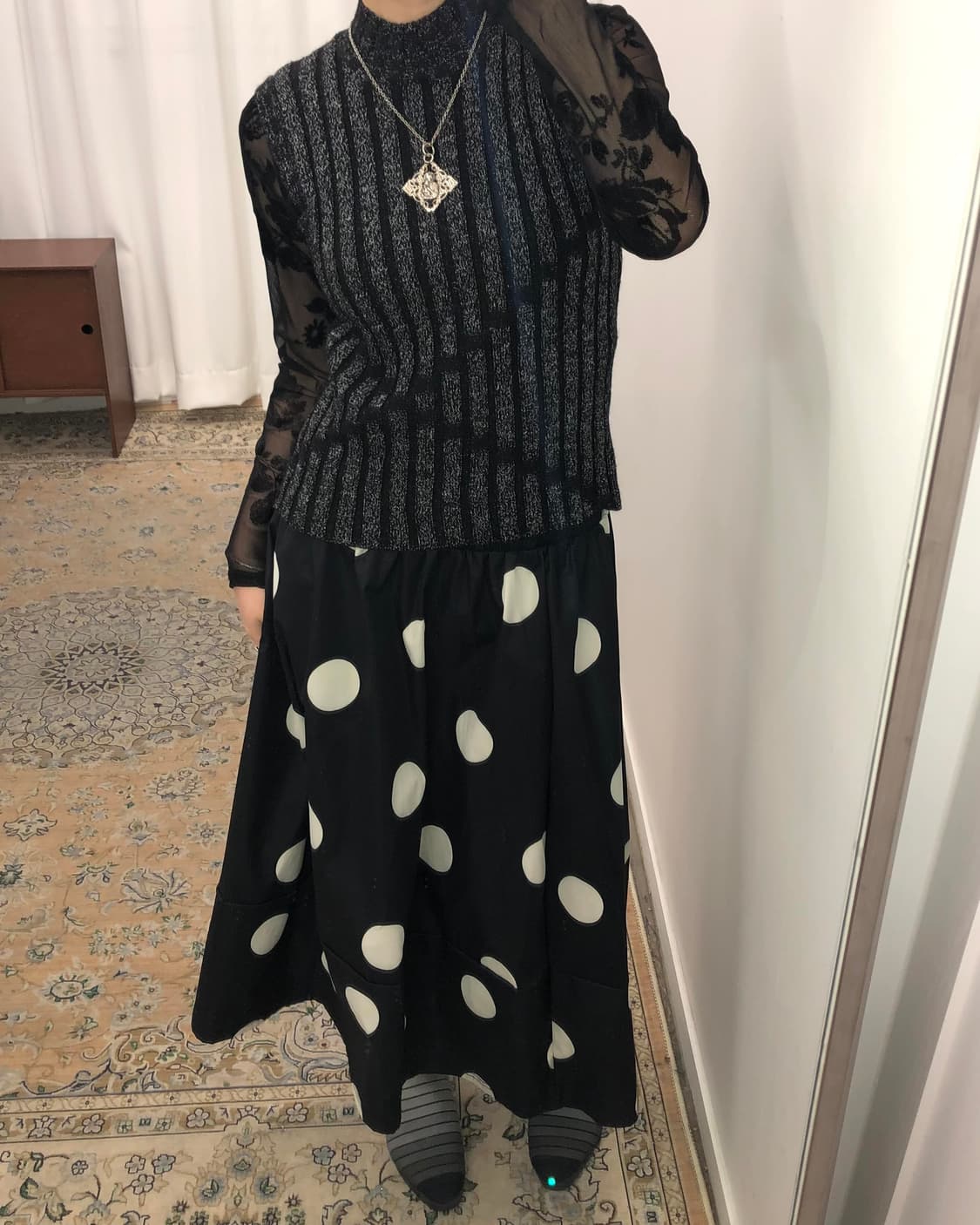 스트라이프 하이넥 니트 나시 상품이미지4