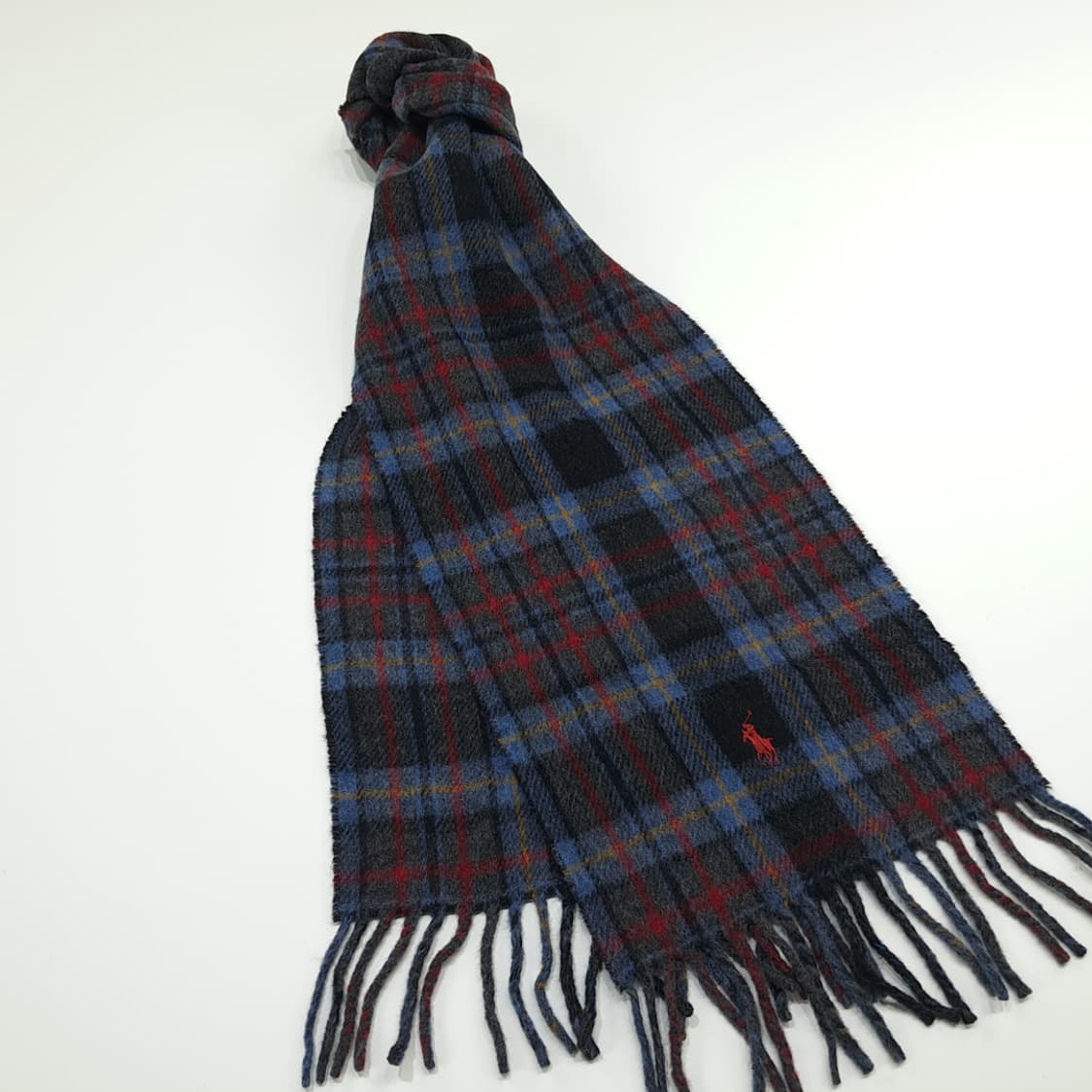 MX258 폴로 랄프로렌 타탄체크 윈도우페인 양면 버진울 목도리 머플러 상품이미지3