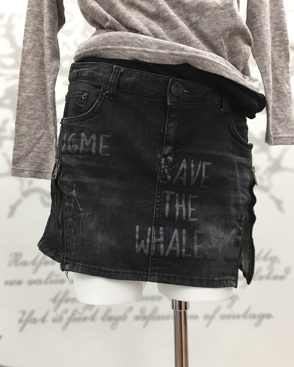 P2K side zip lettering skirt 상품이미지2