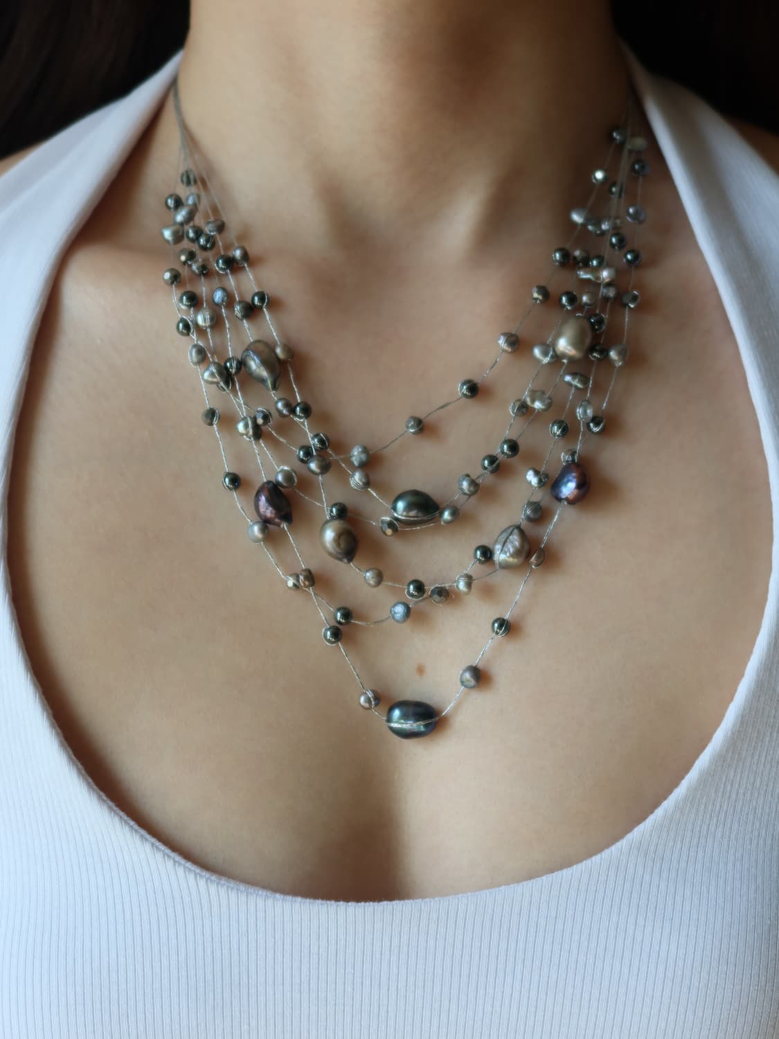 silver beaded chain necklace 상품이미지1