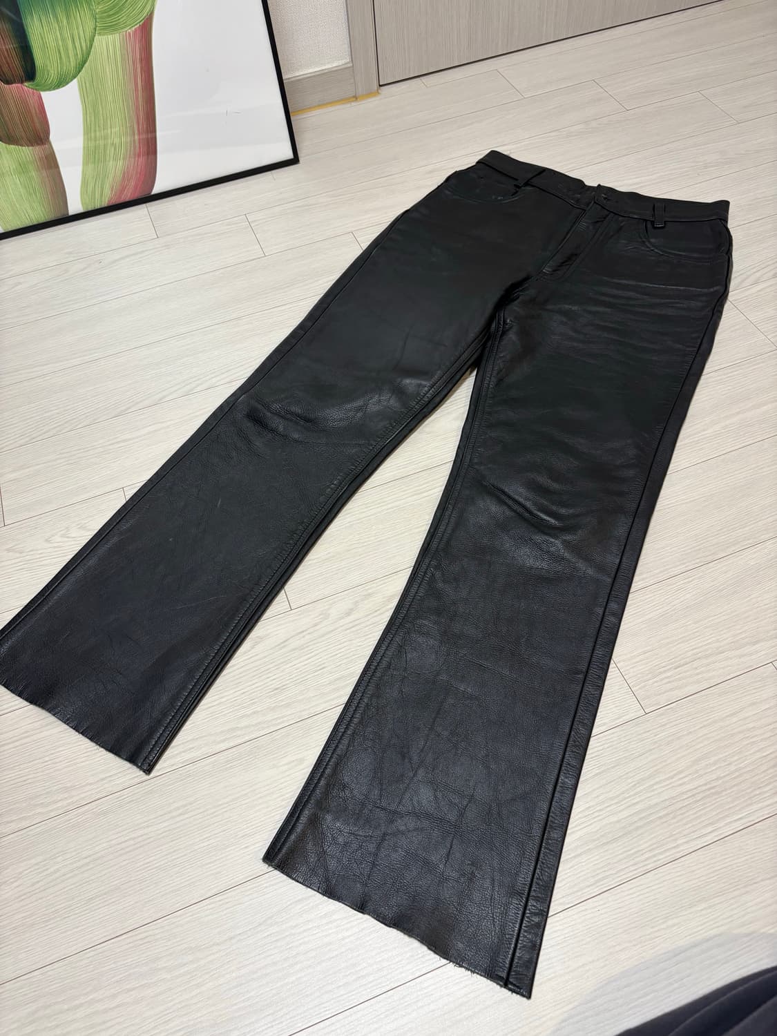 빈티지 레더 가죽 플레어 부츠컷 팬츠 29-30인치 상품이미지1