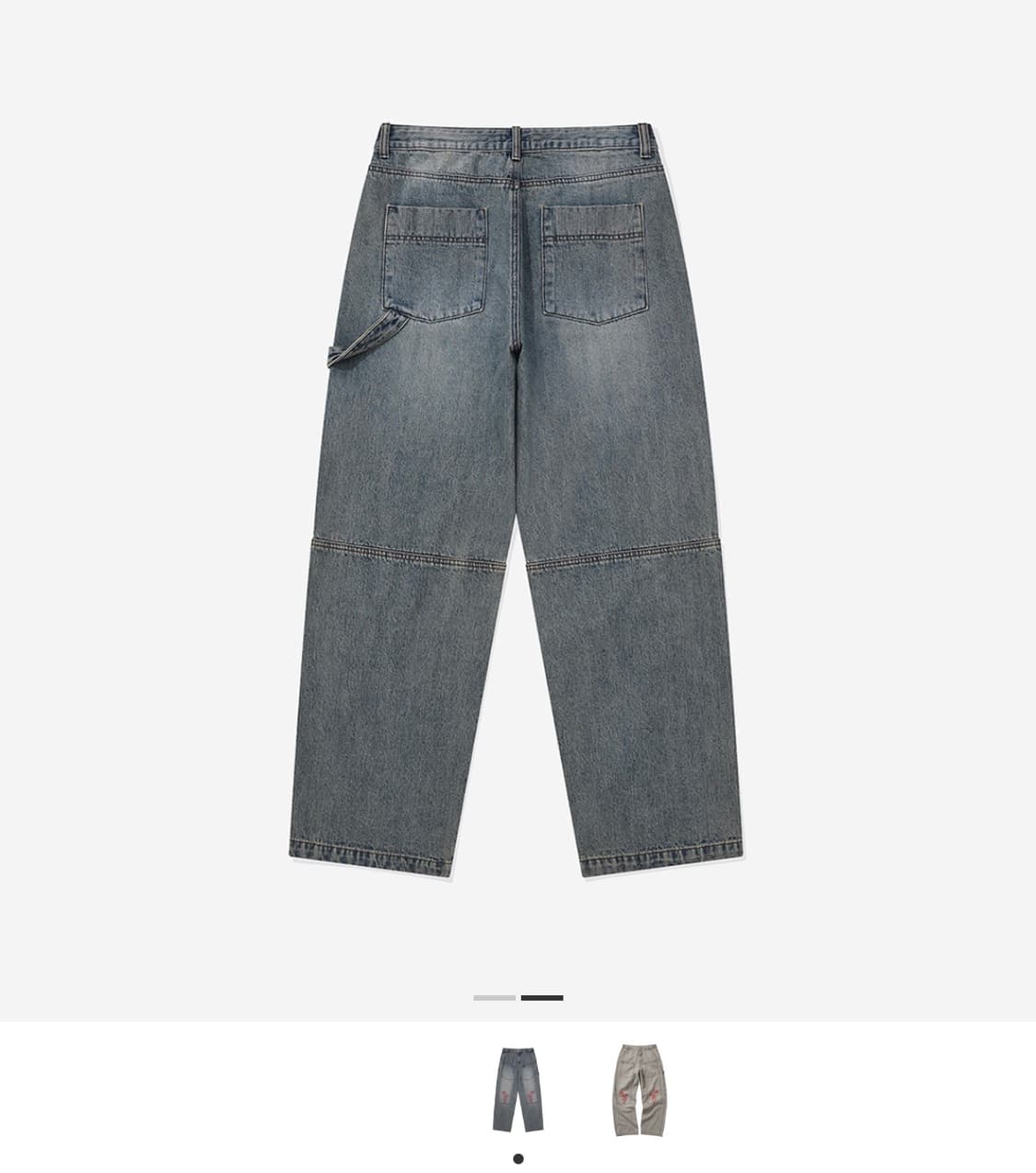 카락터 프테리 더블 니 데님 팬츠 워시드 블루 상품이미지2