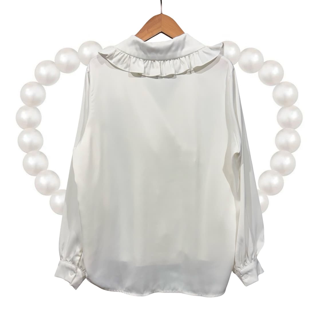 화이트 프릴 빅카라 루즈핏 더블 블라우스 상품이미지3