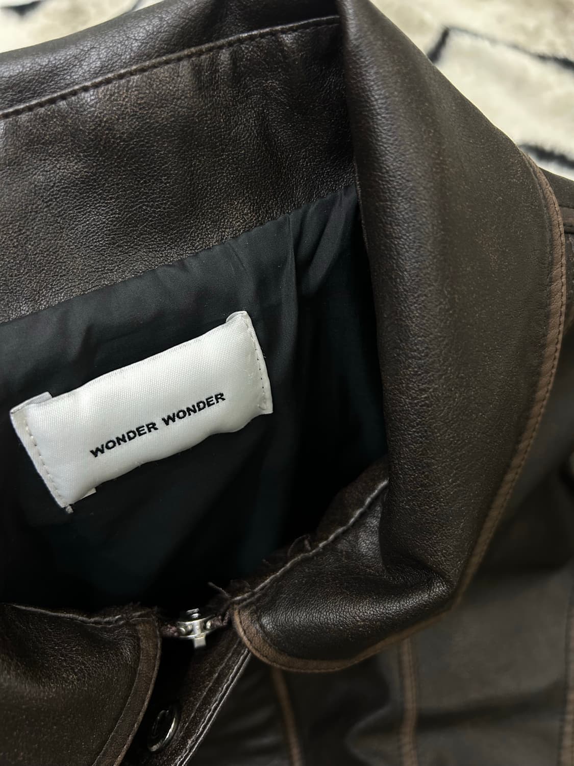 [os]원더원더 버핑레더 자켓/짙은브라운 상품이미지5