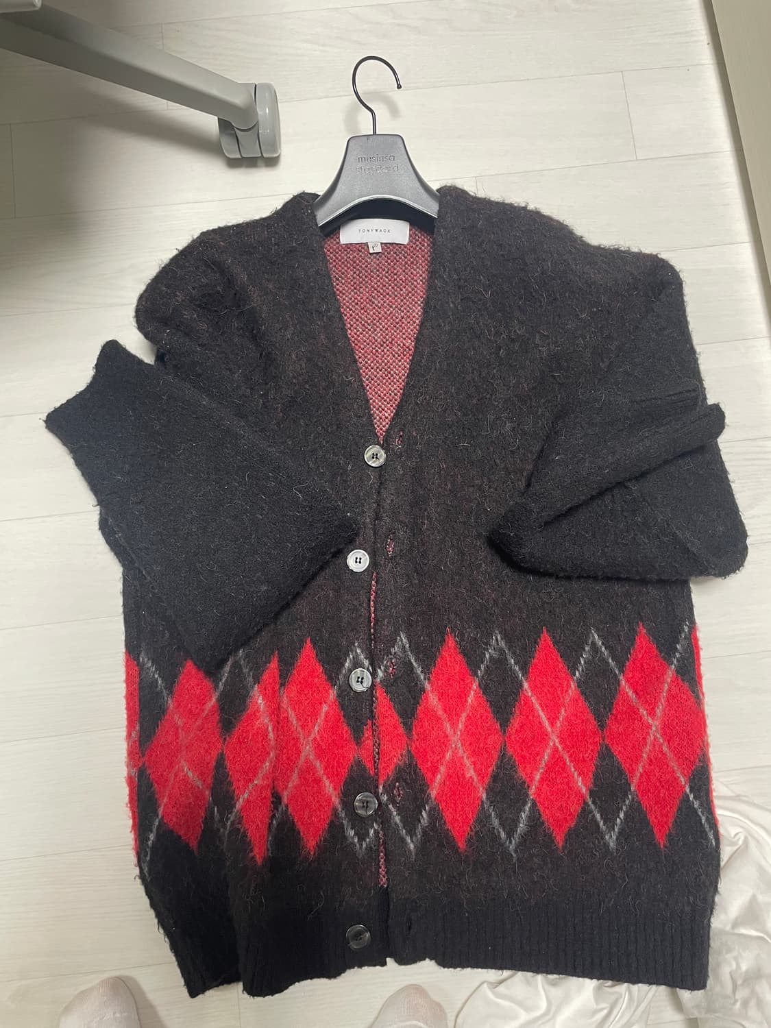 (95,M) 토니웩 아가일 모헤어 가디건 상품이미지1