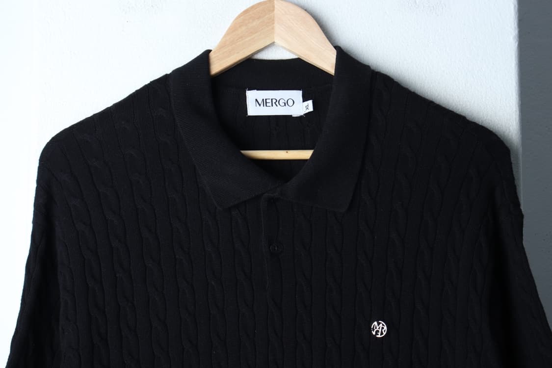 (XL-2XL) 메르고 반팔 카라 티셔츠 니트 케이블 꽈배기-H32192 상품이미지3