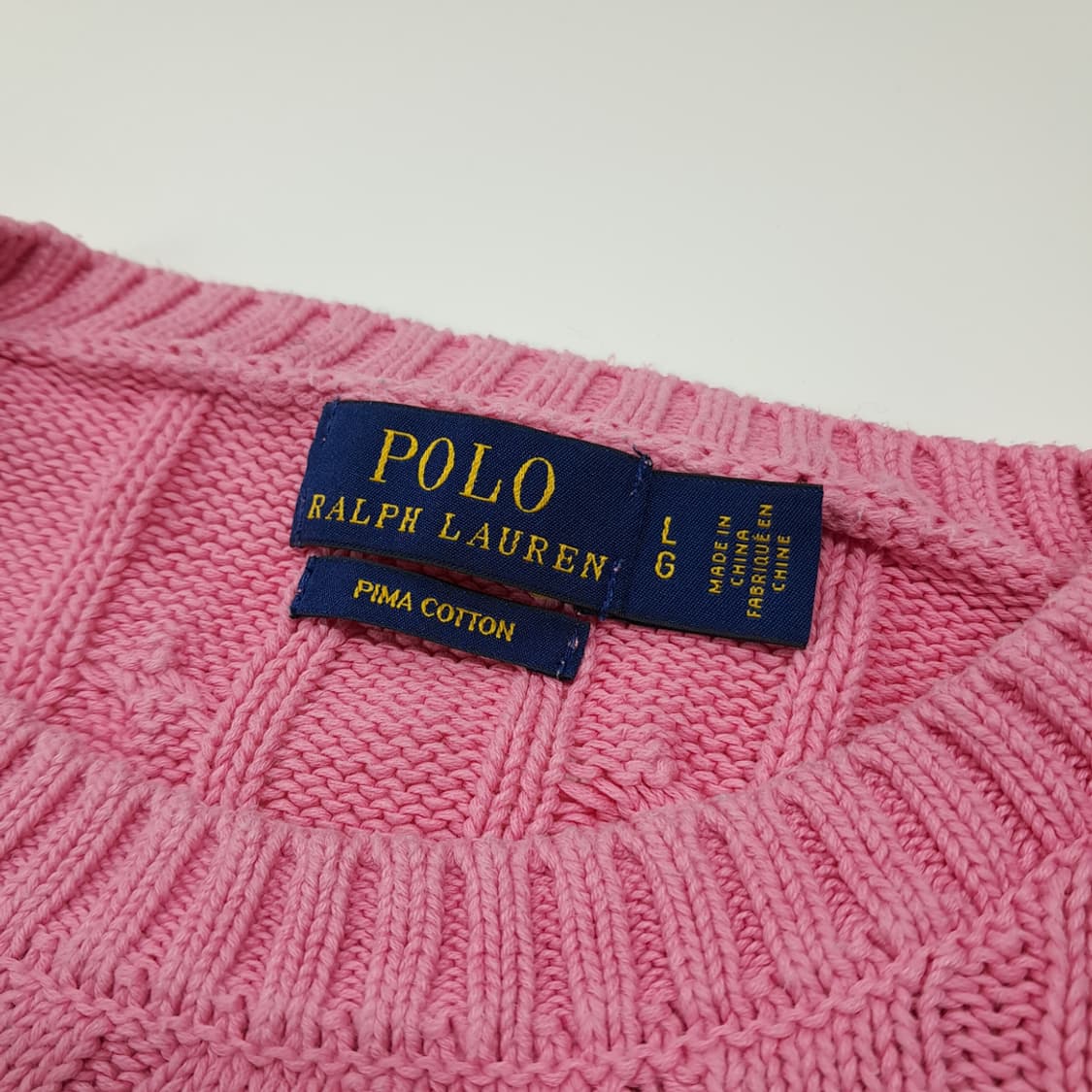 CL277 L 폴로 피마코튼 케이블 반팔 핑크 니트 스웨터 상품이미지3