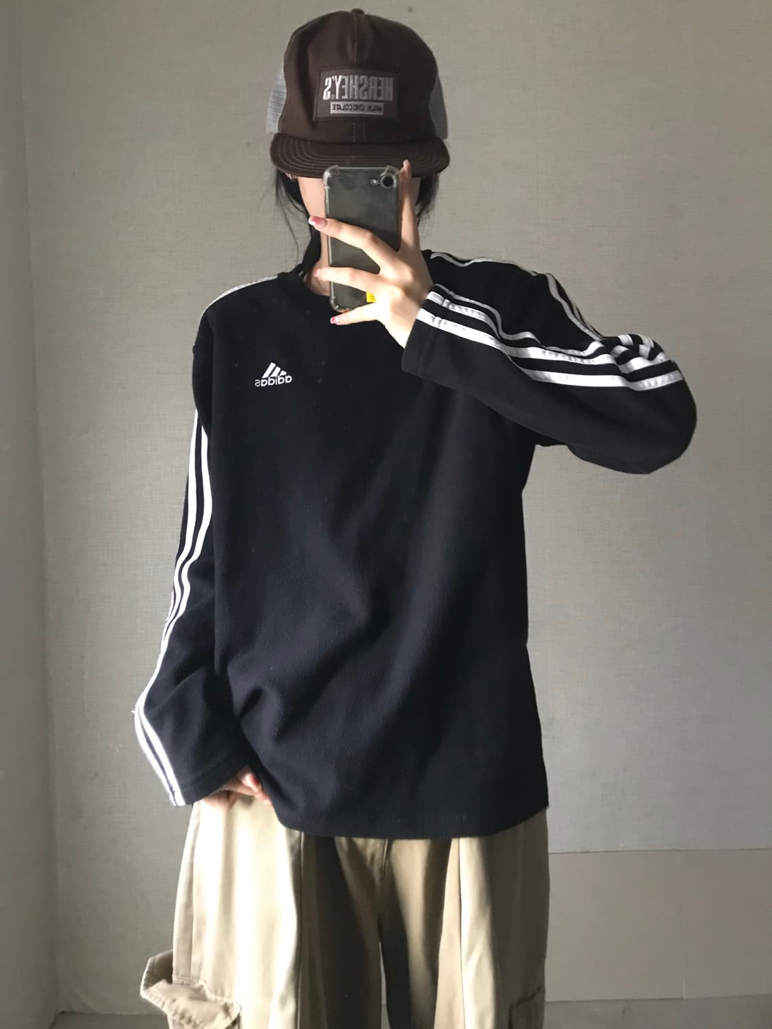 아디다스 블랙 후리스 롱슬리브 상품이미지1