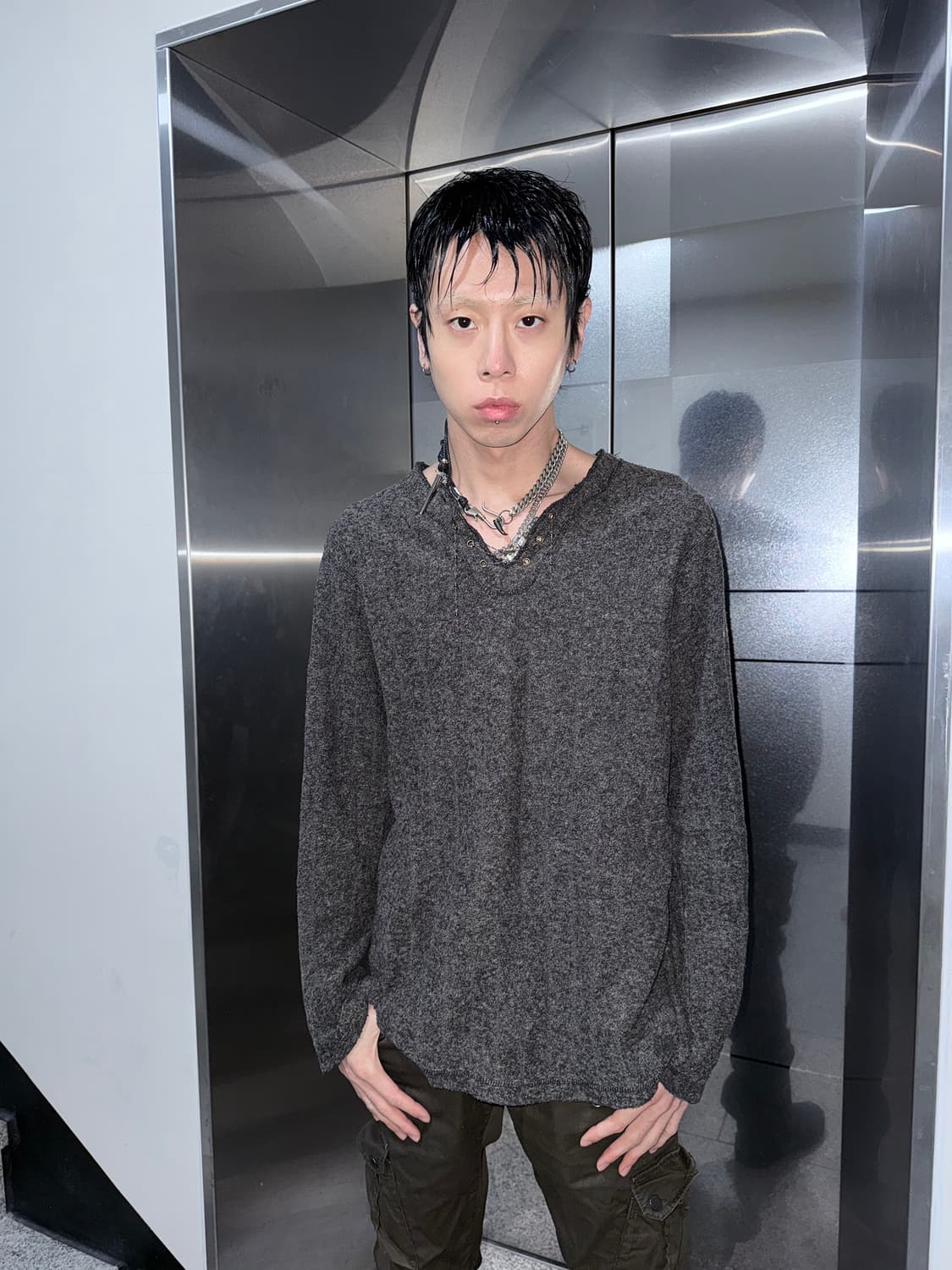 chain henley neck kni 상품이미지1