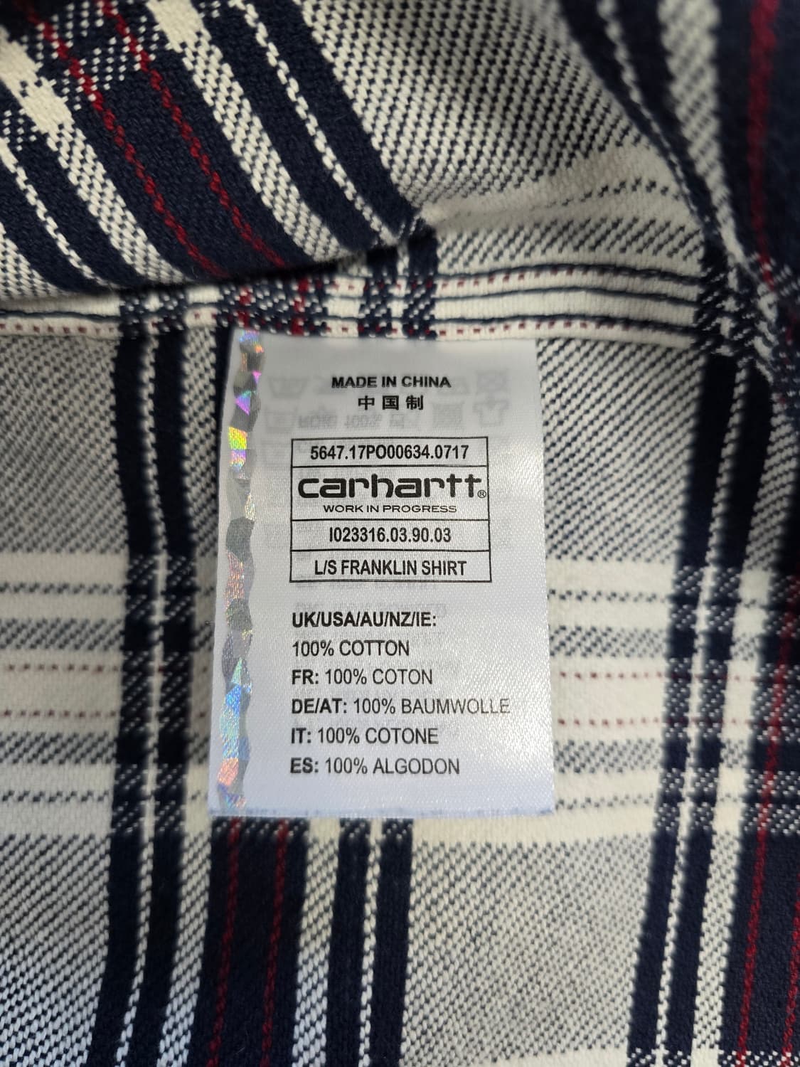 칼하트 WIP 체크 셔츠 N\W 상품이미지4
