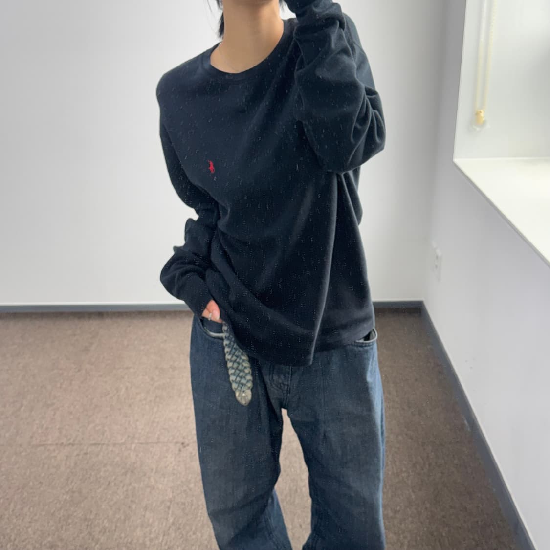 Polo 폴로 레드 로고 블랙 와플 니트 상품이미지2