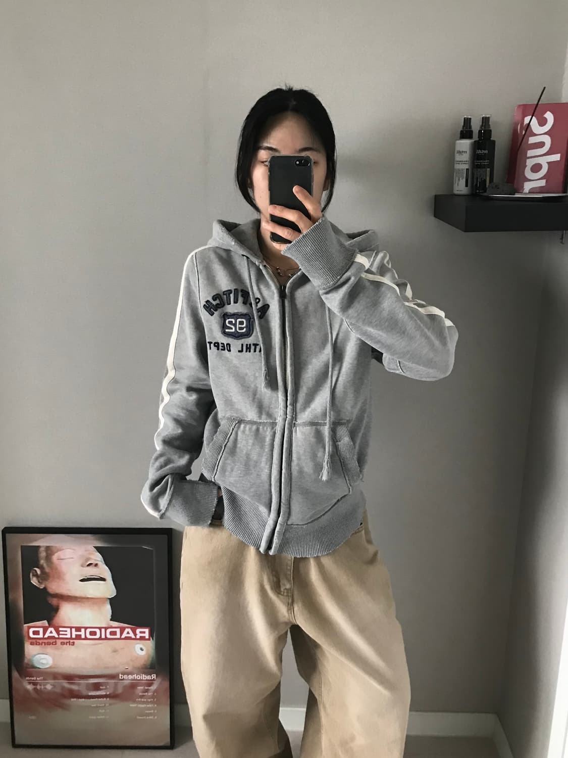 아베크롬비 가슴로고 헤비코튼 사이드라인 후드집업 상품이미지1