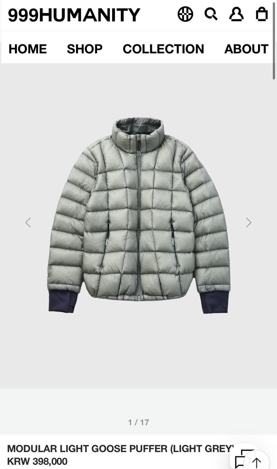 999휴머니티 modular light goose puffer 상품이미지1