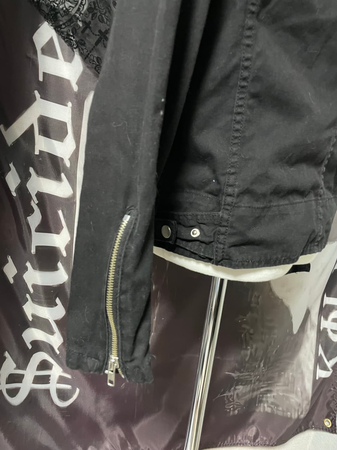 Vkei 00s 벨티드넥 지퍼 라이더 야상코튼자켓 다크웨어emo버커루맛 상품이미지7