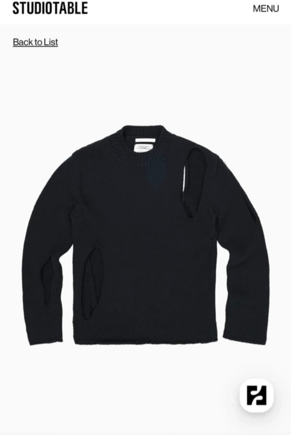 STUDIOTABLE 블랙 컷아웃 니트 상품이미지1