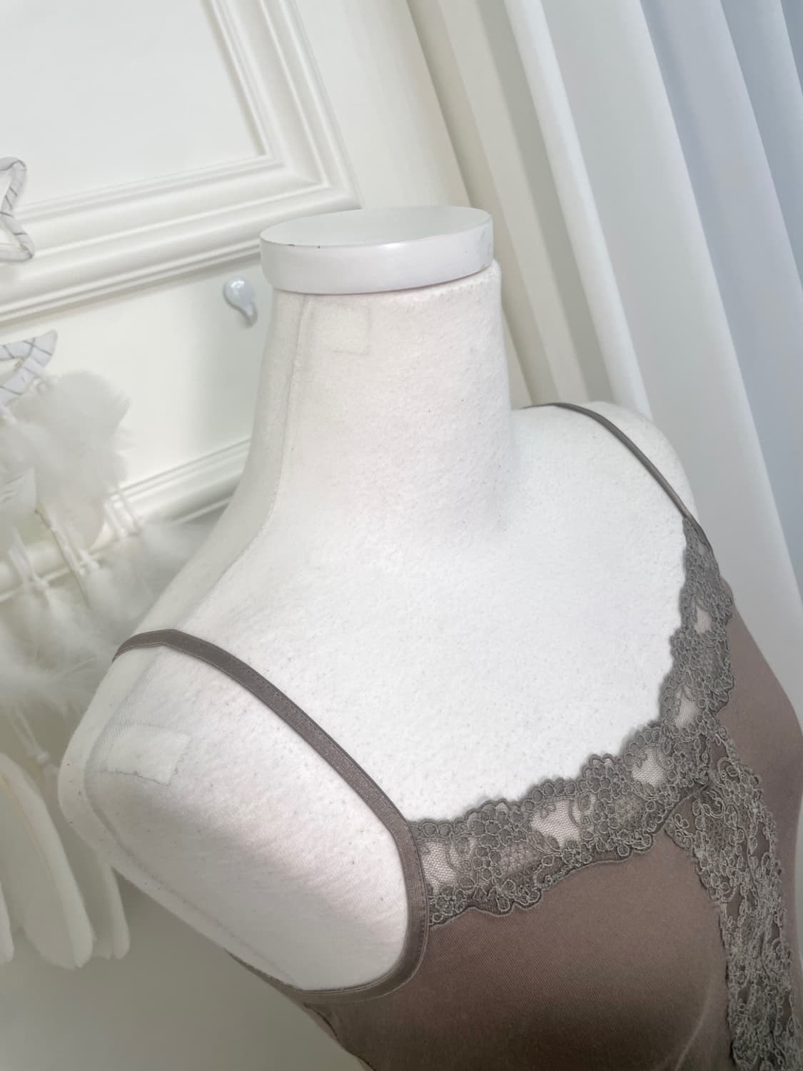 khakibrown lace cotton sleeveless top 상품이미지6