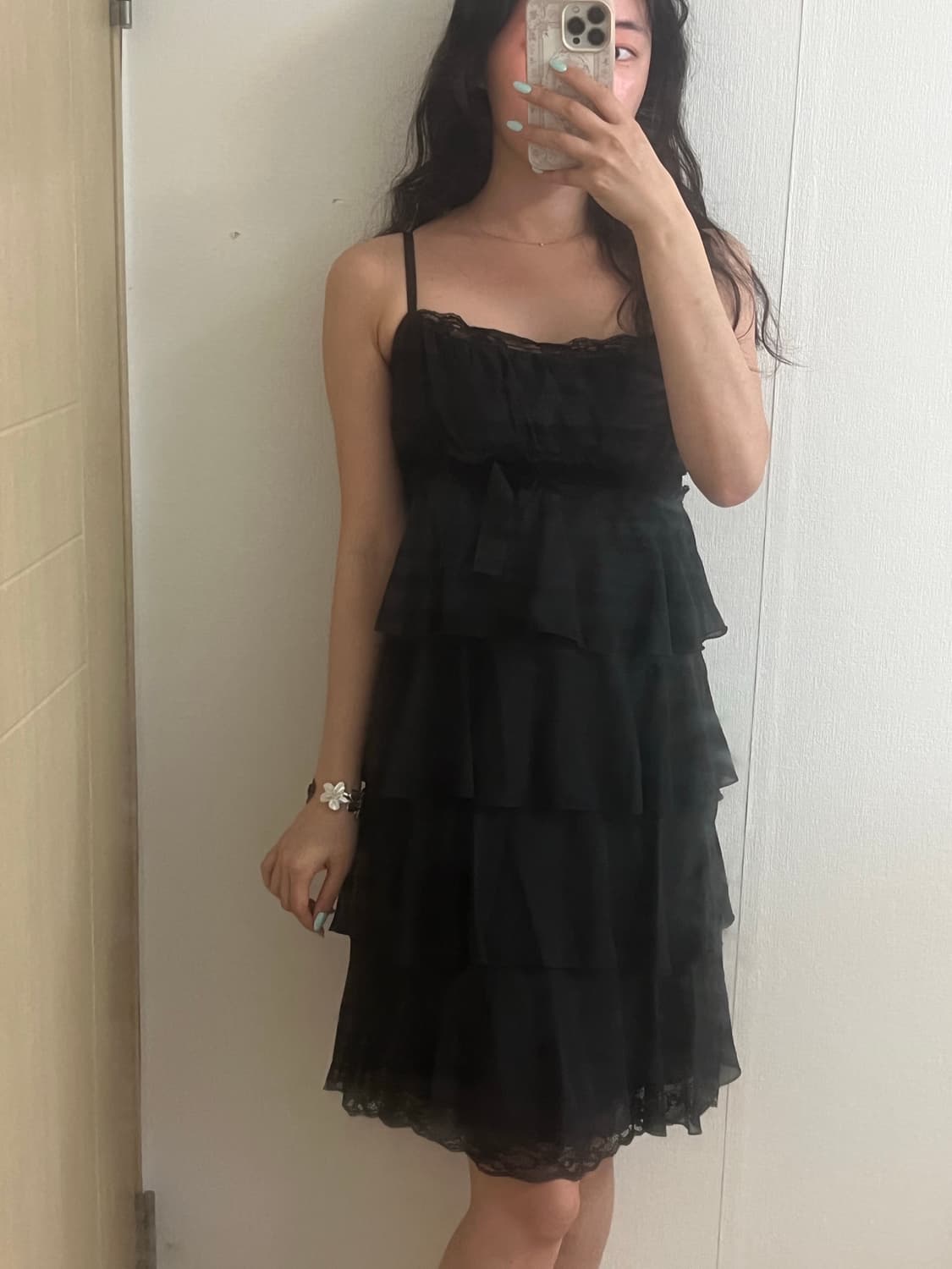 빈티지 블랙 프릴 캉캉 미디 원피스 갸루 상품이미지3