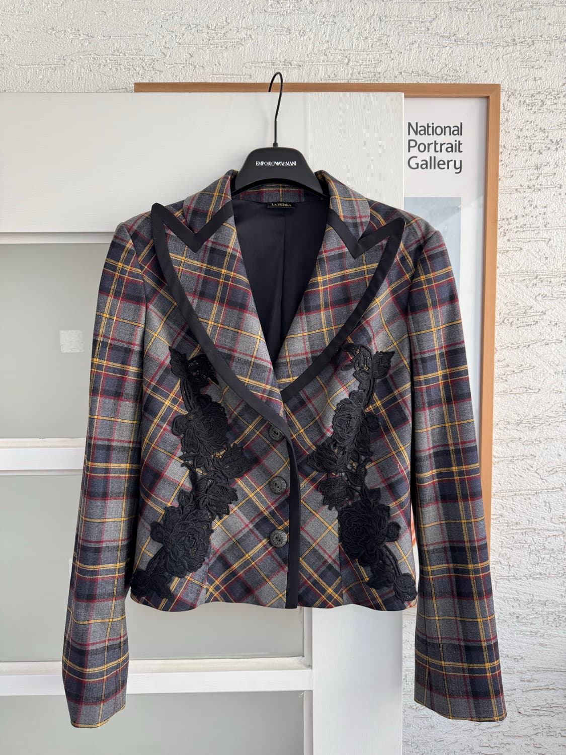 [LA PERLA] 라펠라 체크 패턴 레이스 자켓 38 상품이미지1