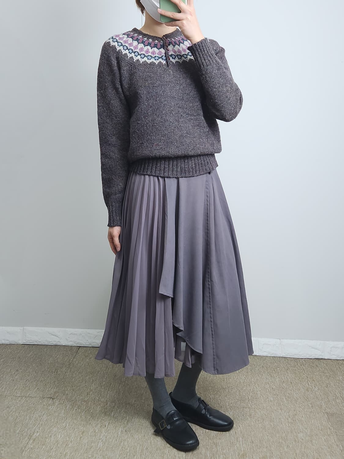 스웨이드 물결 롱 스커트 상품이미지2