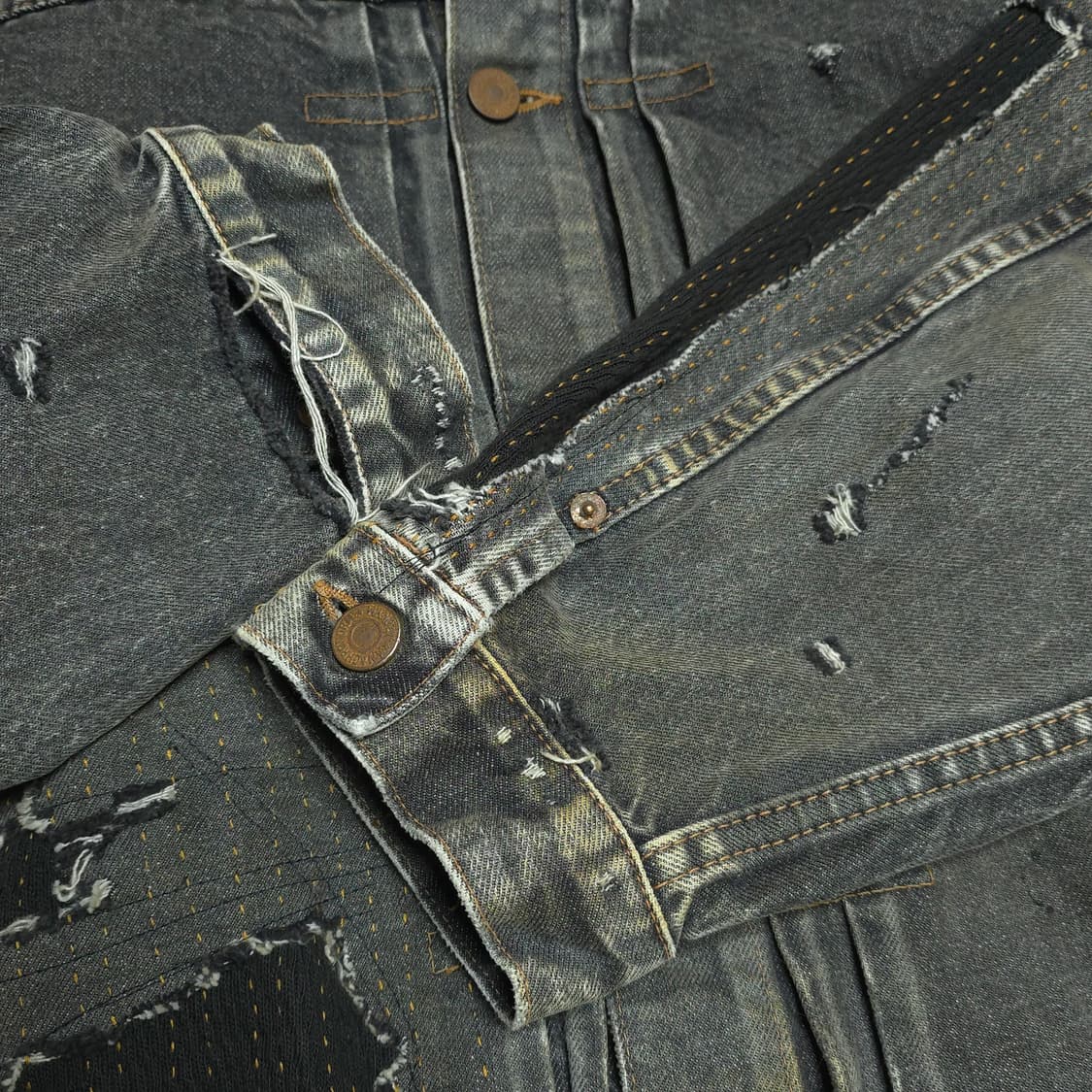 [3]아나크로놈 FrontTuck 데님자켓블랙 보로 anachronorm 상품이미지5