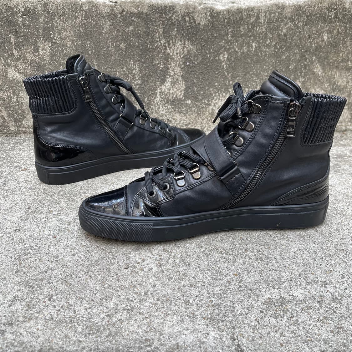 [40] Neil Barrett 블랙 레더 하이탑 스니커즈 (260) 상품이미지4