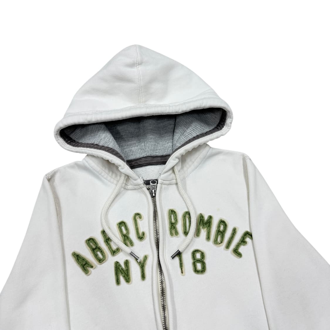 아베크롬비 빈티지 Y2K 스펠로고 기모 후드집업 자켓 화이트 M 상품이미지2