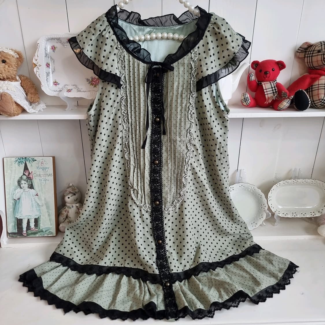 axes femme(엑시즈팜) 말차 도트 레이스 원피스 상품이미지4