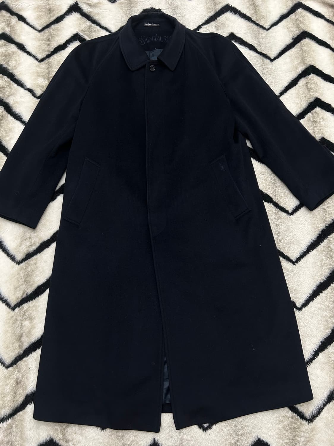 [실측XL]YSL 캐시미어 혼방 나그랑 롱코트/짙은네이비 상품이미지3