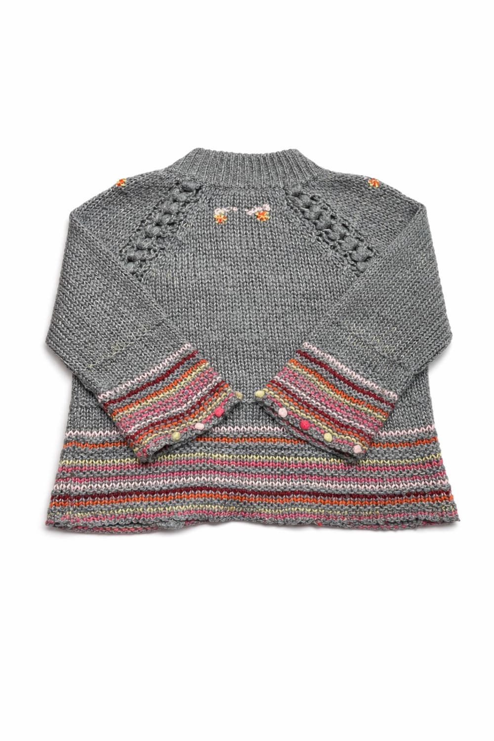 JPN 일본 모리걸 빈티지 플라워 자수 스트라이프 디테일 니트 가디건 상품이미지2