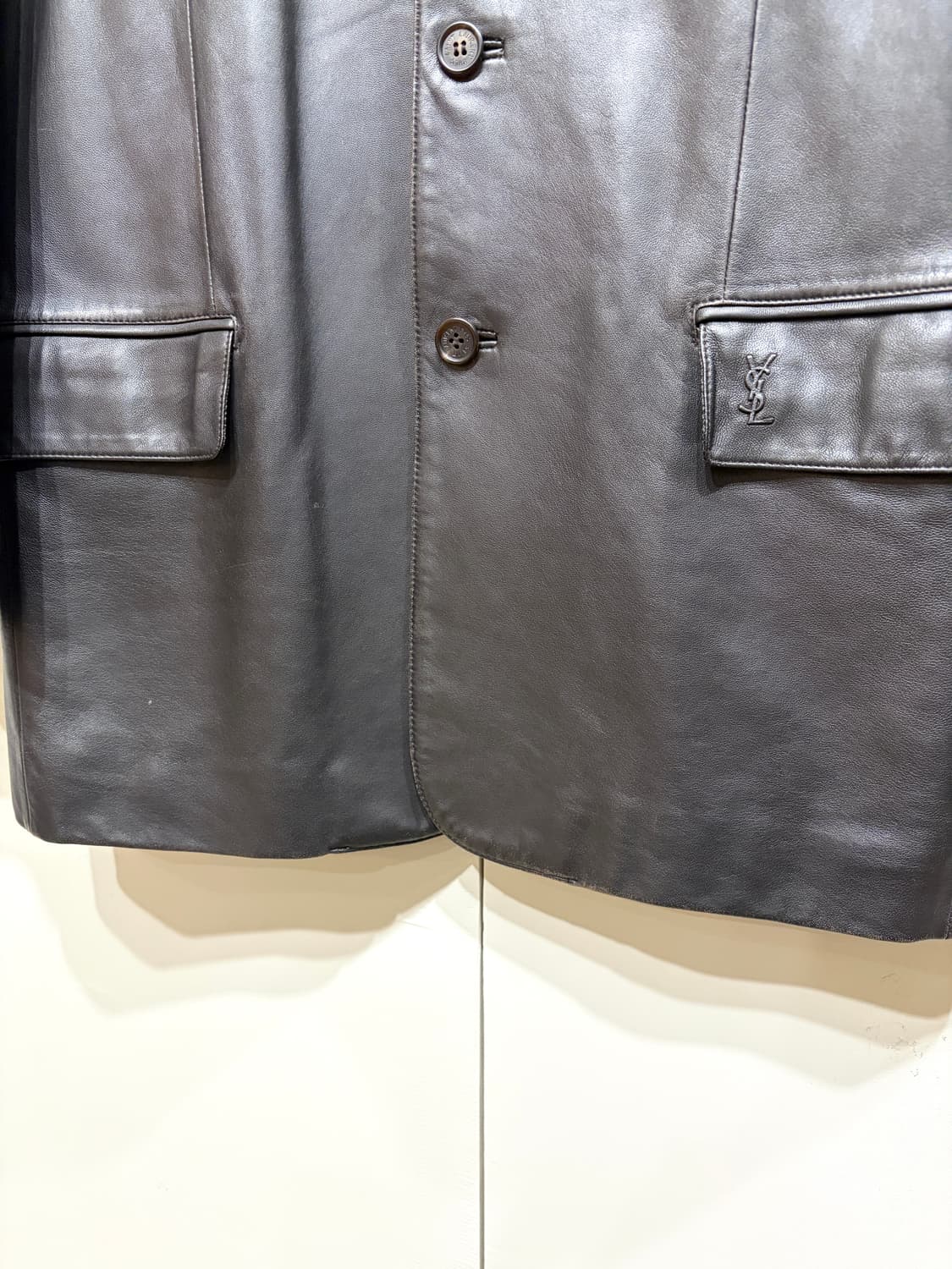 90's 입생로랑 램스킨 레더 블레이저 자켓 상품이미지5