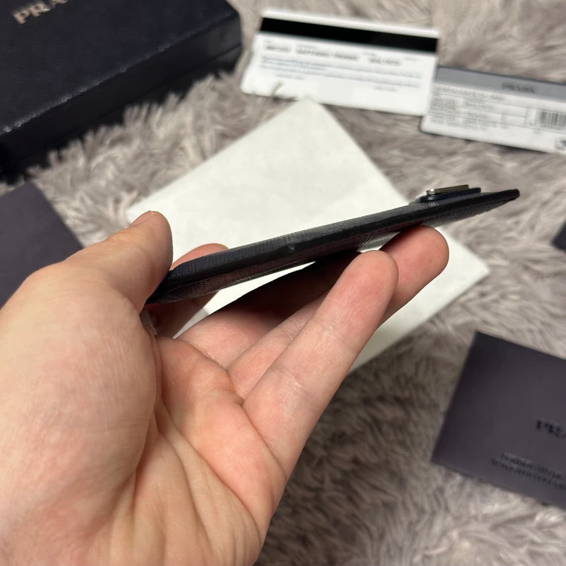 [풀구성] 프라다 사피아노 삼각로고 카드지갑 네이비 상품이미지8