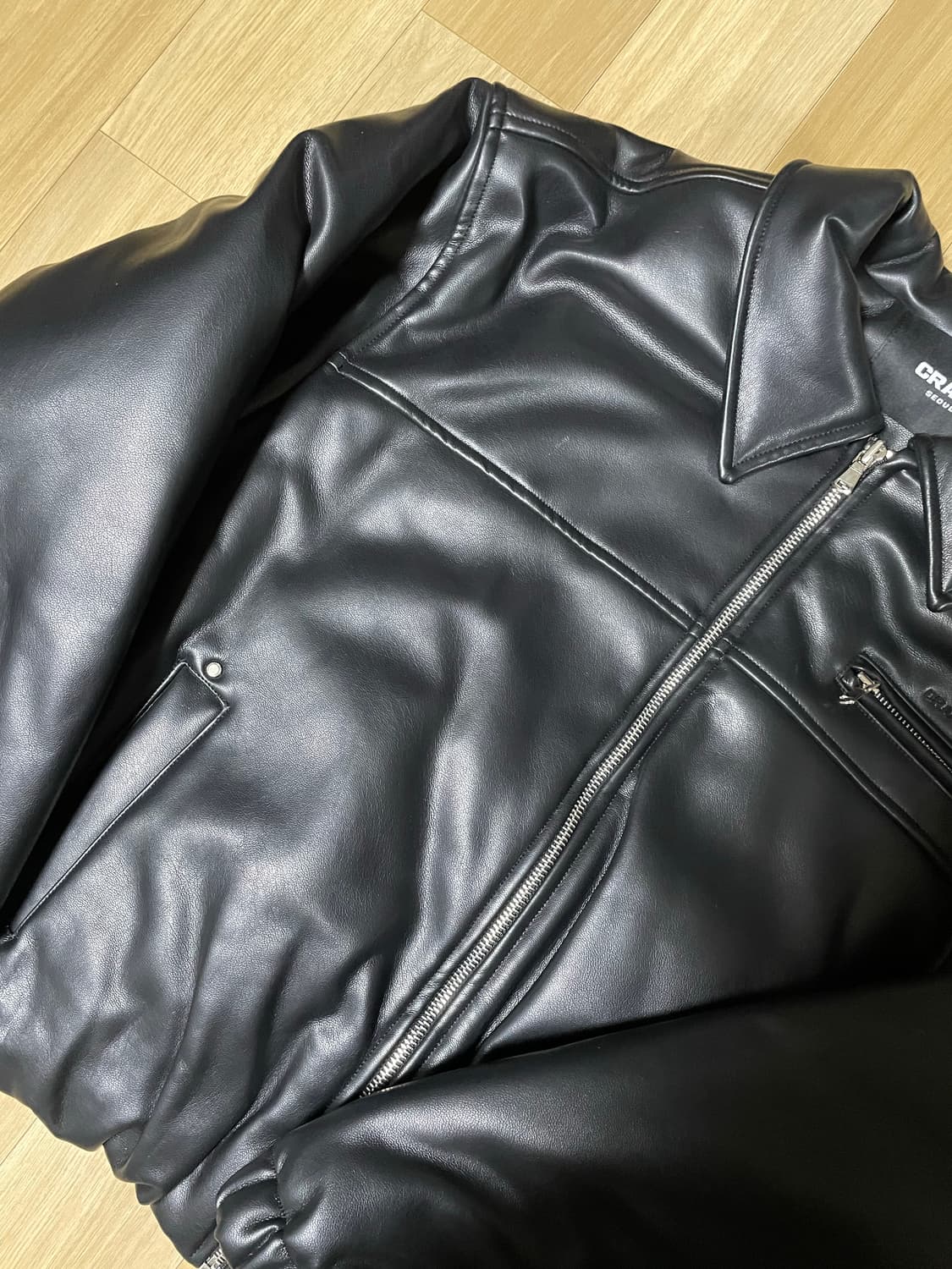 크랭크 레더 퍼프 자켓 블랙 상품이미지4