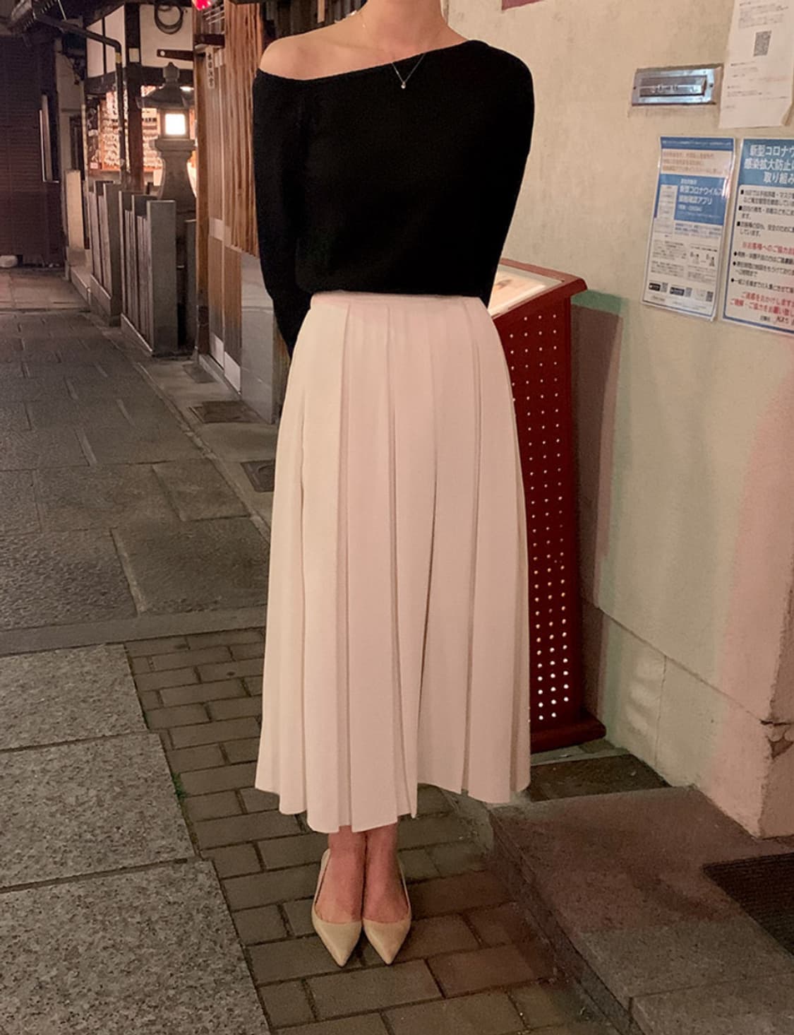 가내스라 플리츠 롱스커트 상품이미지1