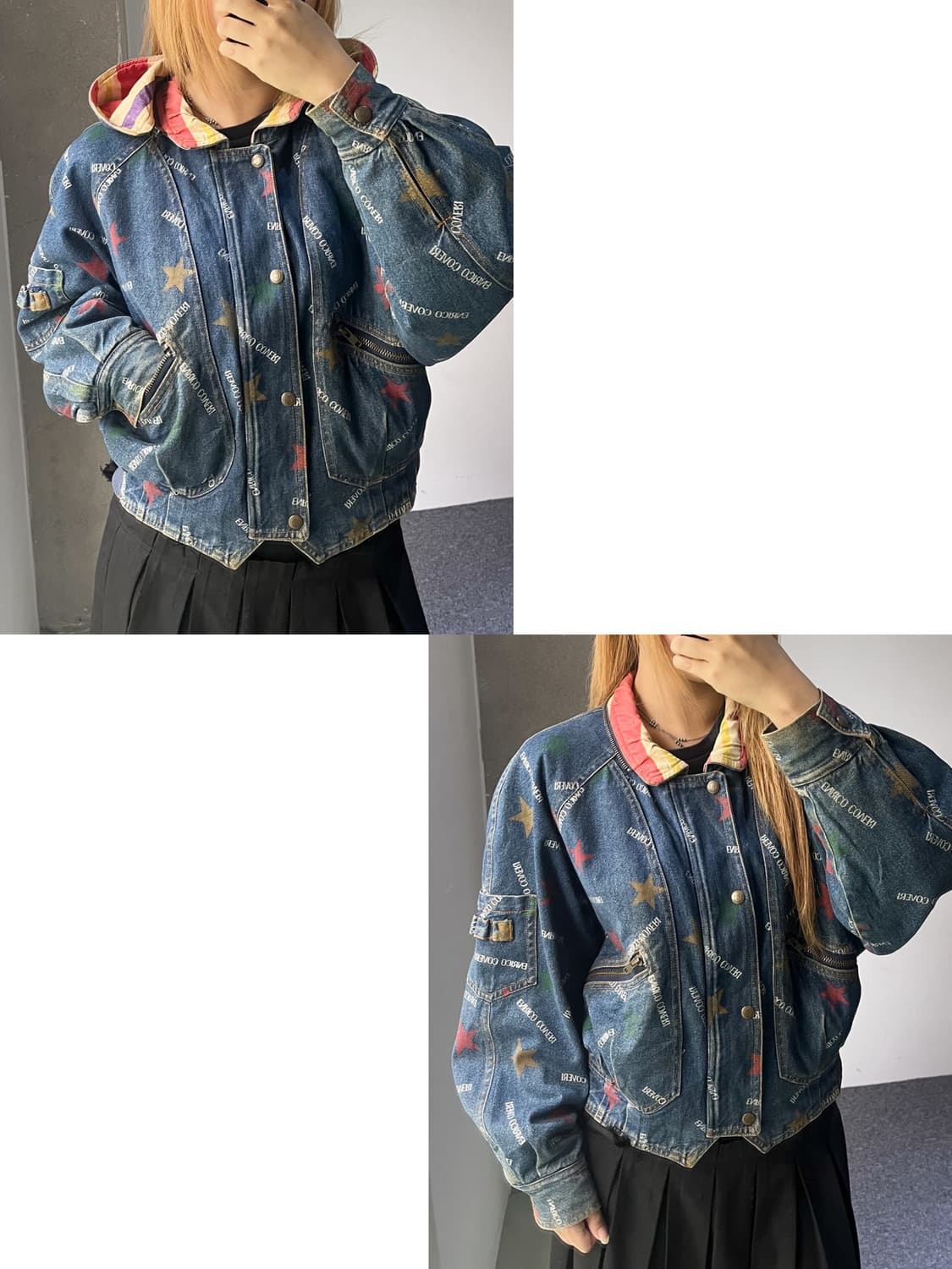 엔리코 코베리 90‘s 크레이지 스타 데님 봄버 자켓 상품이미지2