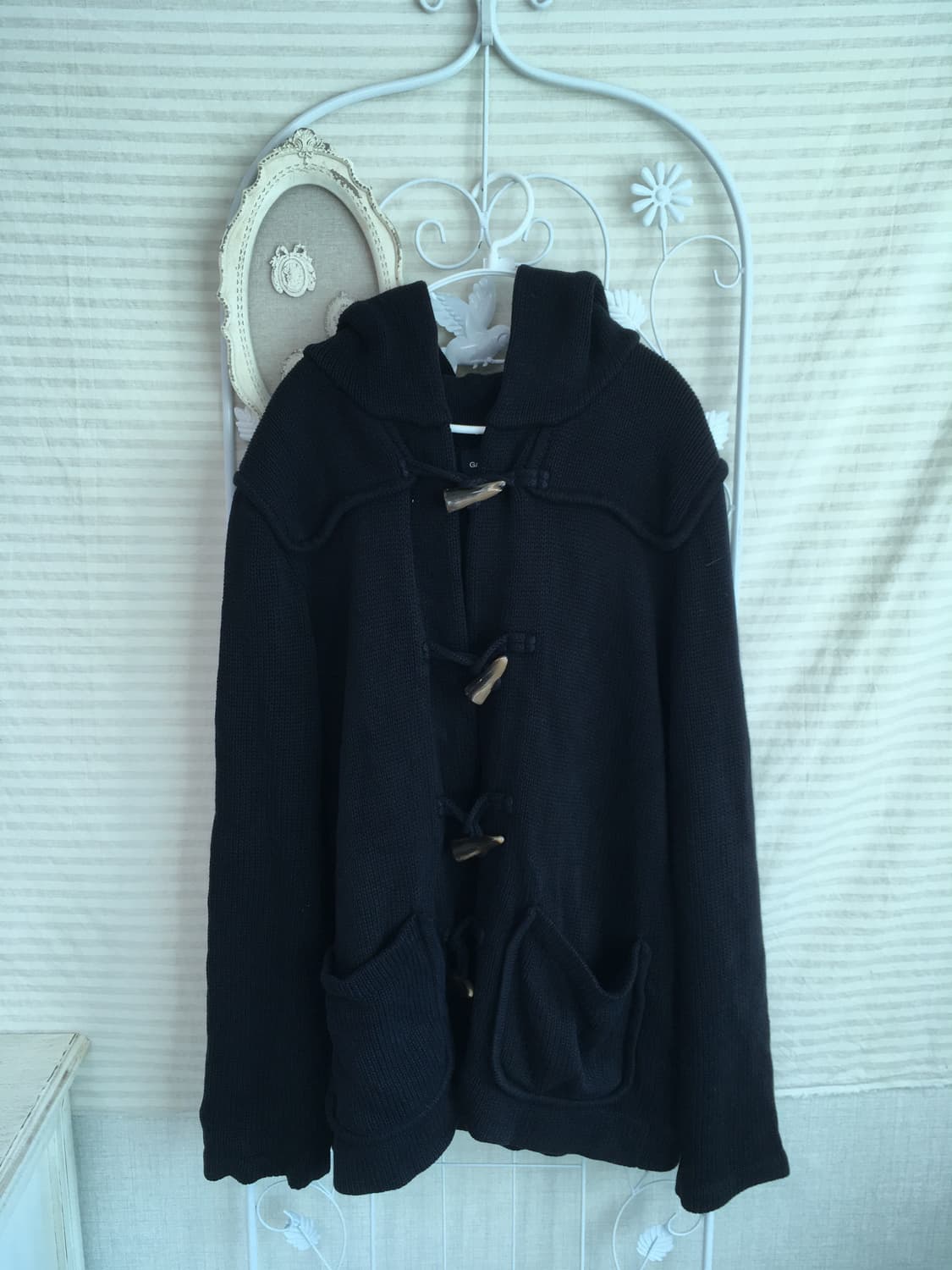 jpn vintage gap 네이비 더플 후드 와플 가디건 상품이미지6