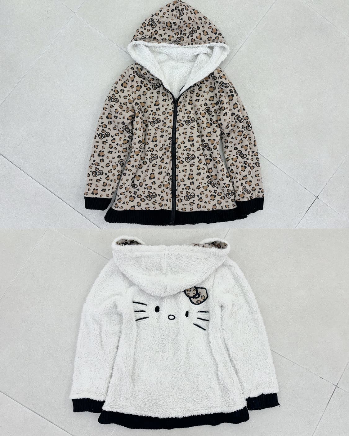 리버시블 호피 키티 후드집업 상품이미지1