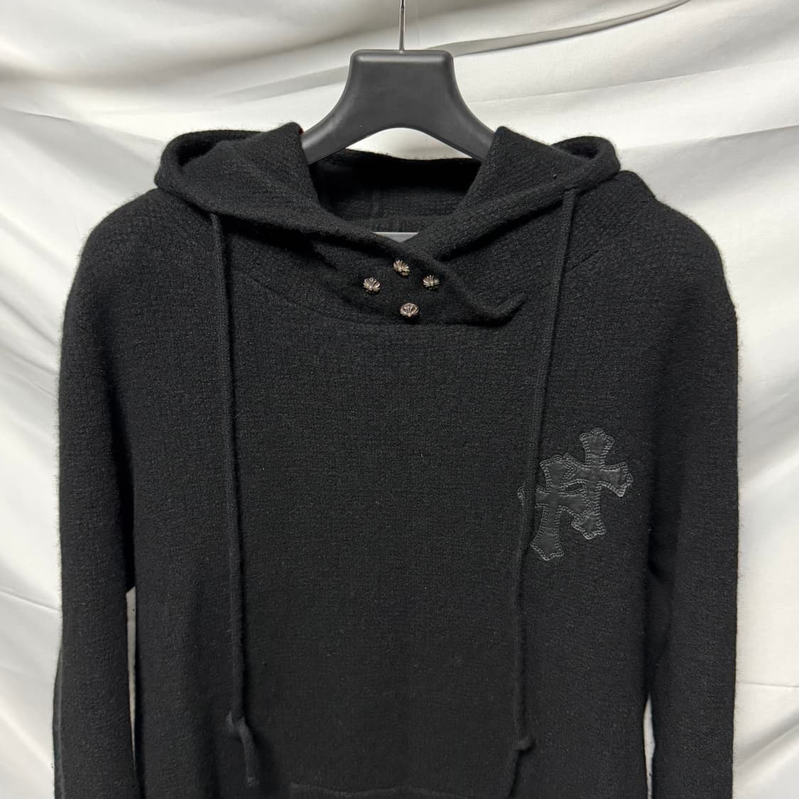 [S+급/XL] 크롬하츠 VIC 레더패치 캐시미어 니트 후드티 상품이미지3