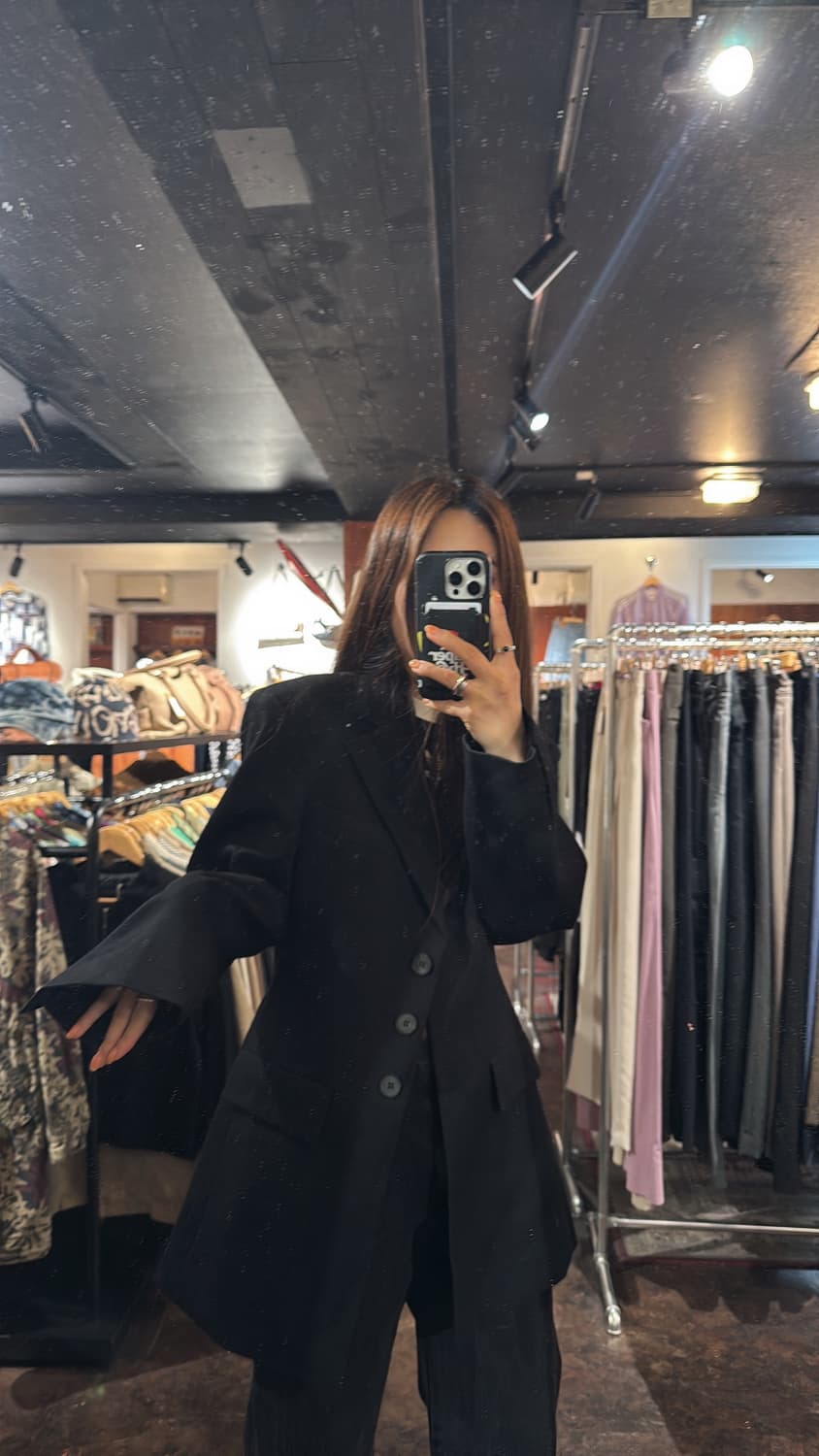 ORR 오르 테일러카라 헤링본 울 클래식 블랙 블레이저 자켓 S 새상품 상품이미지7