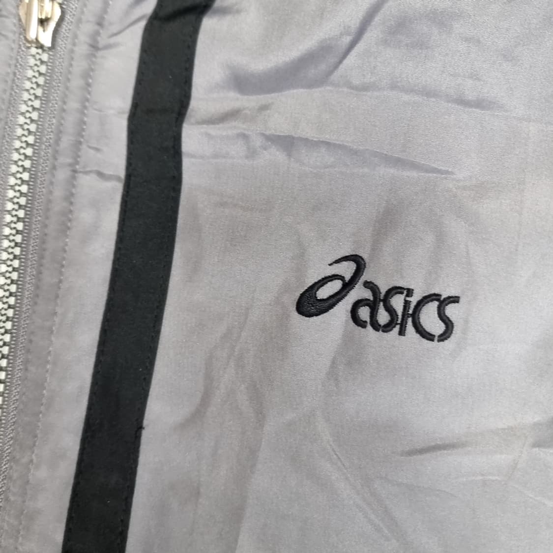 80s 한국제 아식스 바람막이 후드 자켓 그레이(105) 상품이미지4