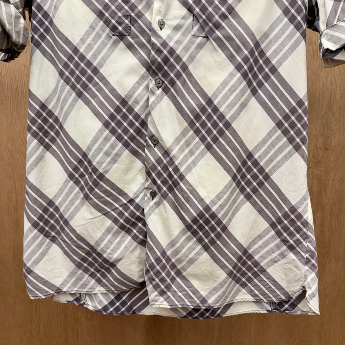 디젤 체크 패턴 반팔 셔츠 웨스턴 요크 포켓 디테일 베이지 상품이미지5