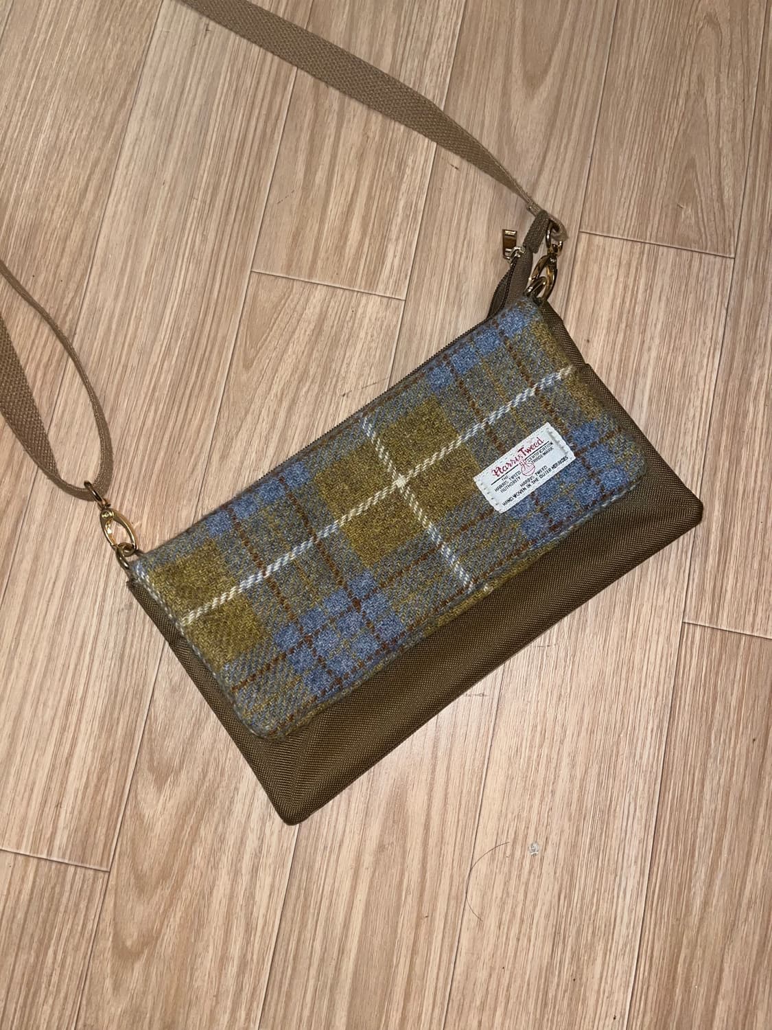 Harris Tweed 헤리스트위드 그린 체크 패턴 빈티지 크로스백 가방 상품이미지2