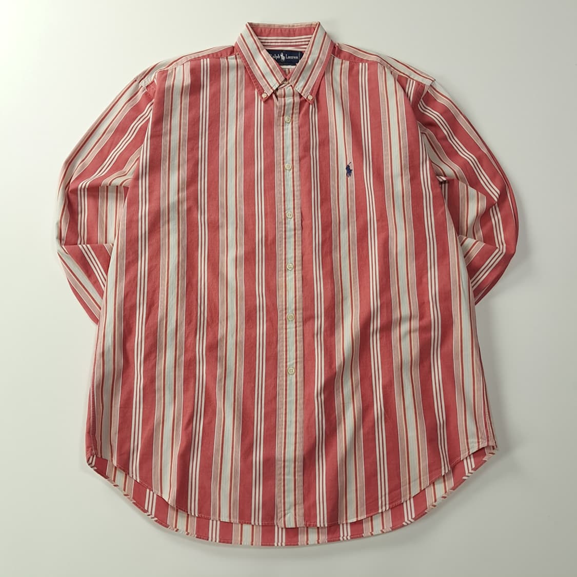 CK301 L 폴로 90s 워시드 레드 프레피 스트라이프 셔츠 남방 상품이미지1