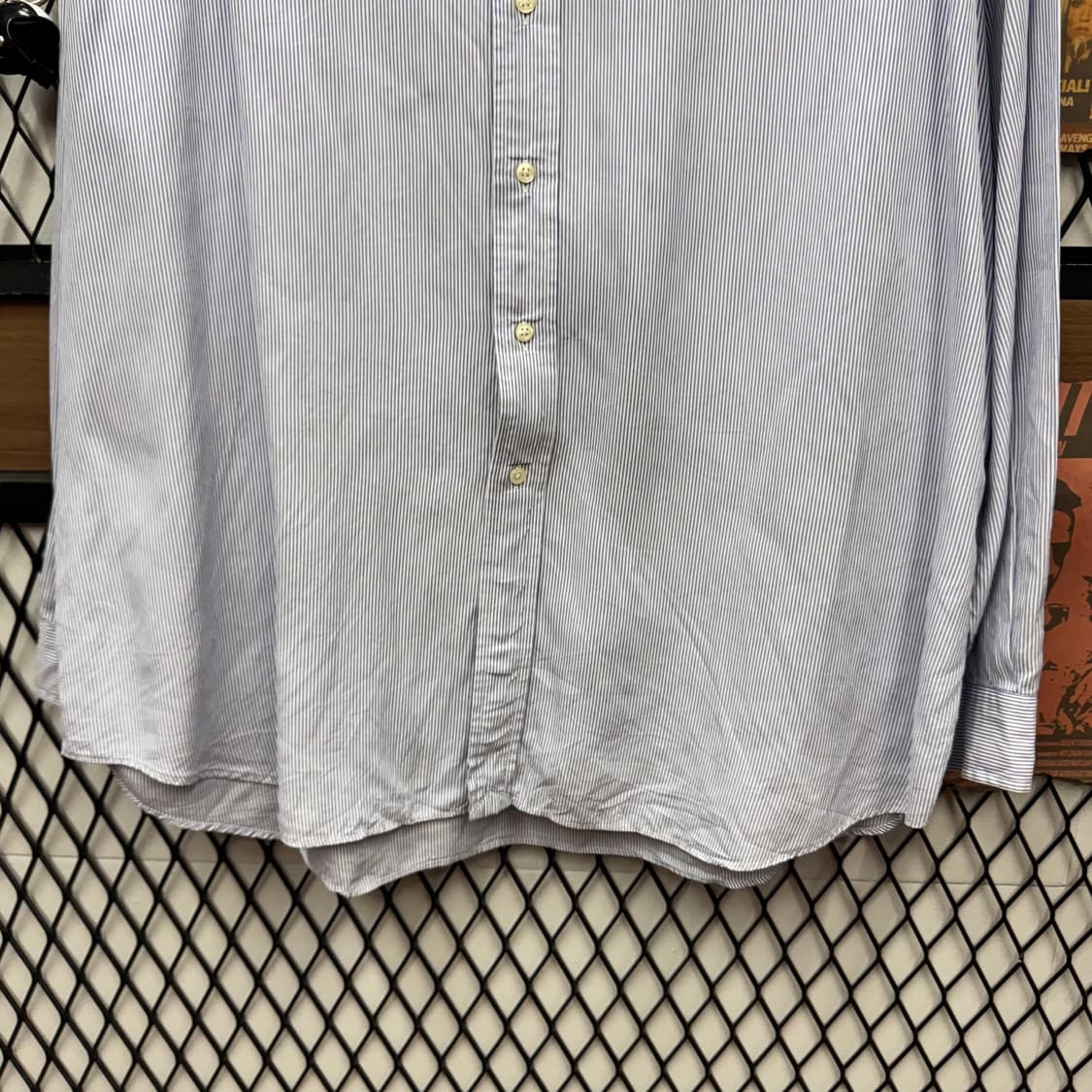 90s 폴로 랄프로렌 스트라이프 긴팔 셔츠 네이비 포니 로고 블루 상품이미지4