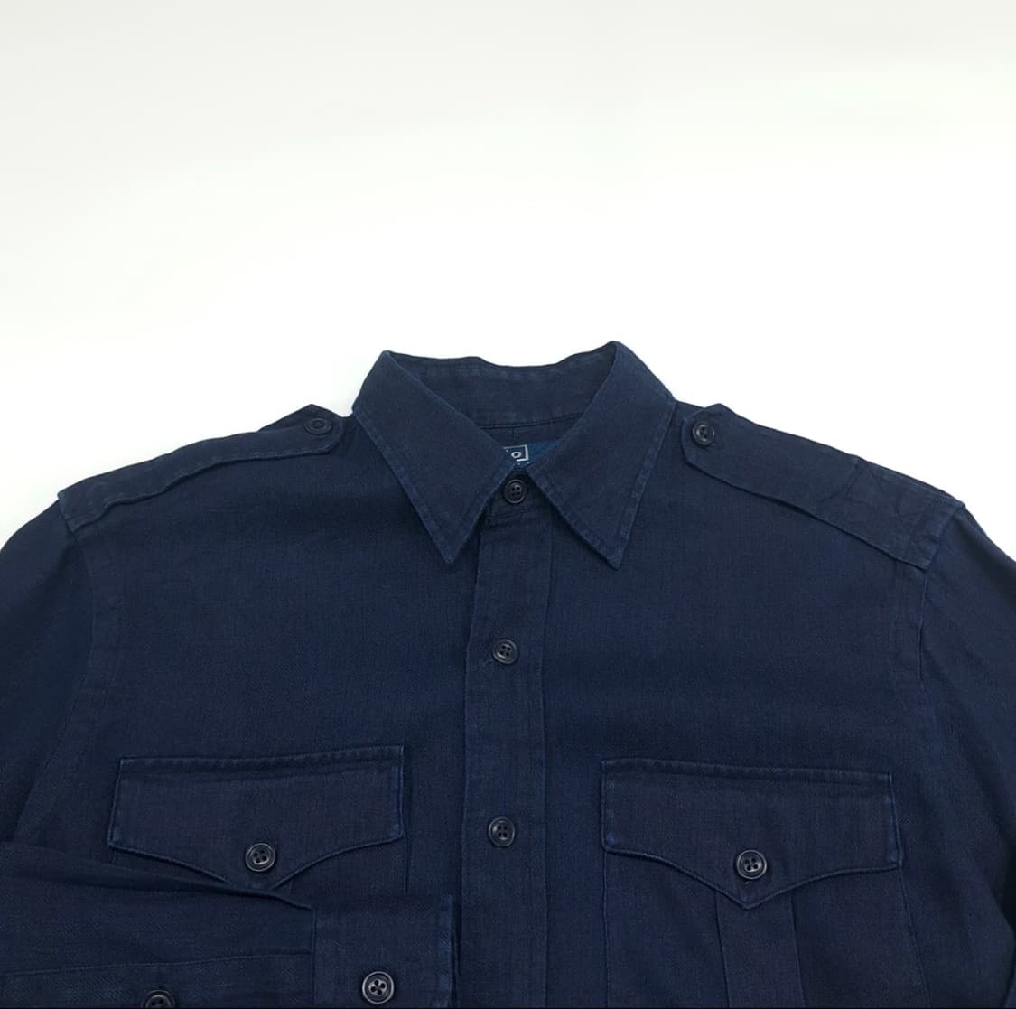 M 폴로 랄프로렌 로얄네이비 밀리터리 린넨 긴팔 셔츠 남방 상품이미지3