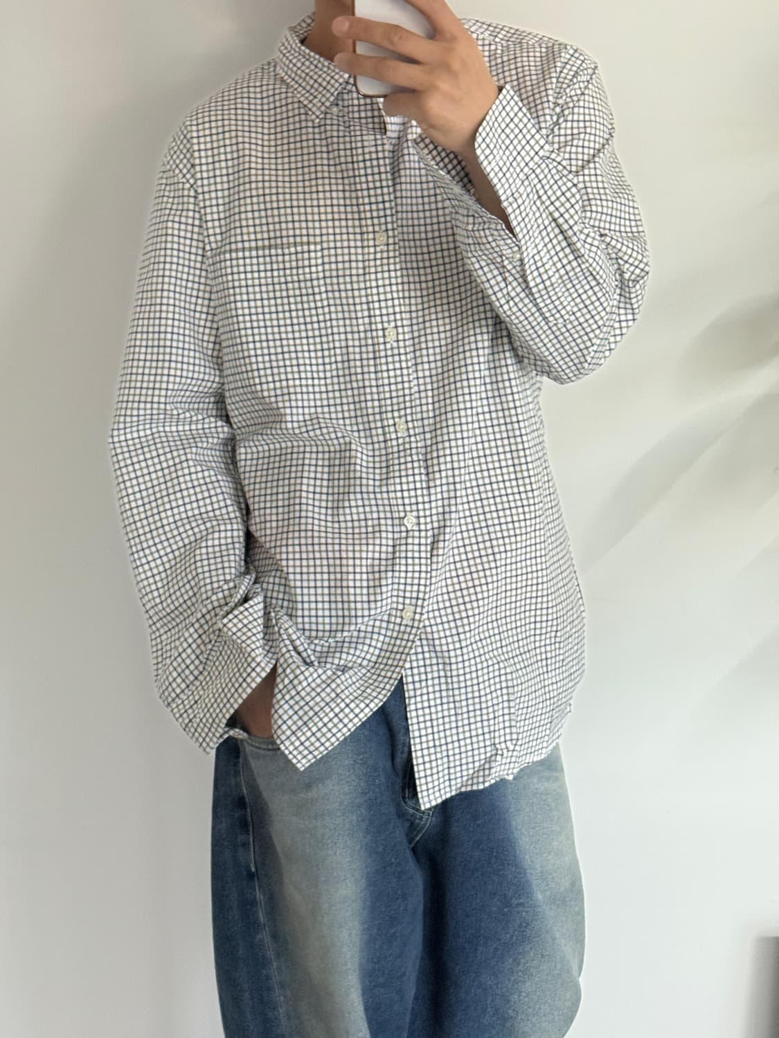 새상품급 유니클로 셔츠 그린체크 상품이미지1