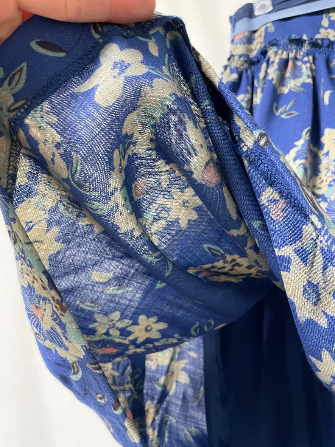 레니본 여성 썸머울 플라워 플레어 스커트 _ 블루 _ 모리걸 상품이미지6