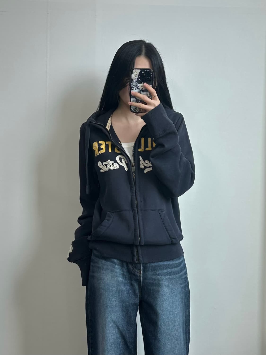 홀리스터 y2k 와투케 네이비 후드집업 상품이미지1