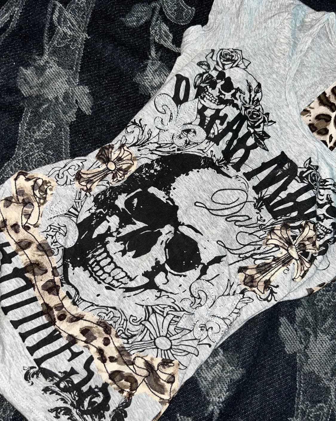punk y2k leopard skull top 상품이미지6