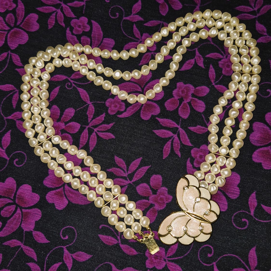 80s 미국 케네스 제이x에이본 나비 못난이 진주 초커 상품이미지8