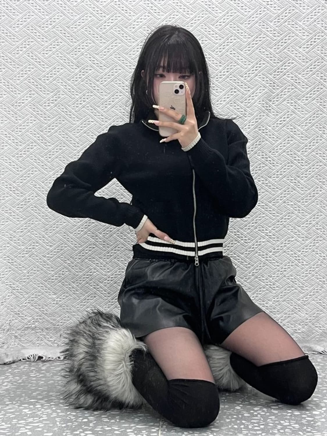 마뗑킴 빈티지 모던 시크 캐주얼 세미 크롭 집업 가디건 S C10014 상품이미지2